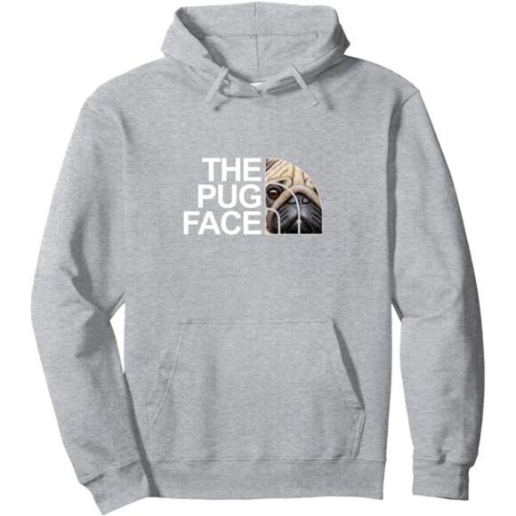 The Pug Face Dog Funny Pug Pullover Hoodie - Picture 1 of 2